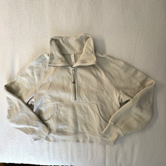 Lululemon Scuba Oversized Funnel Neck Half-Zip Hoodie White Opal M/L Cotton - Picture 2 of 15